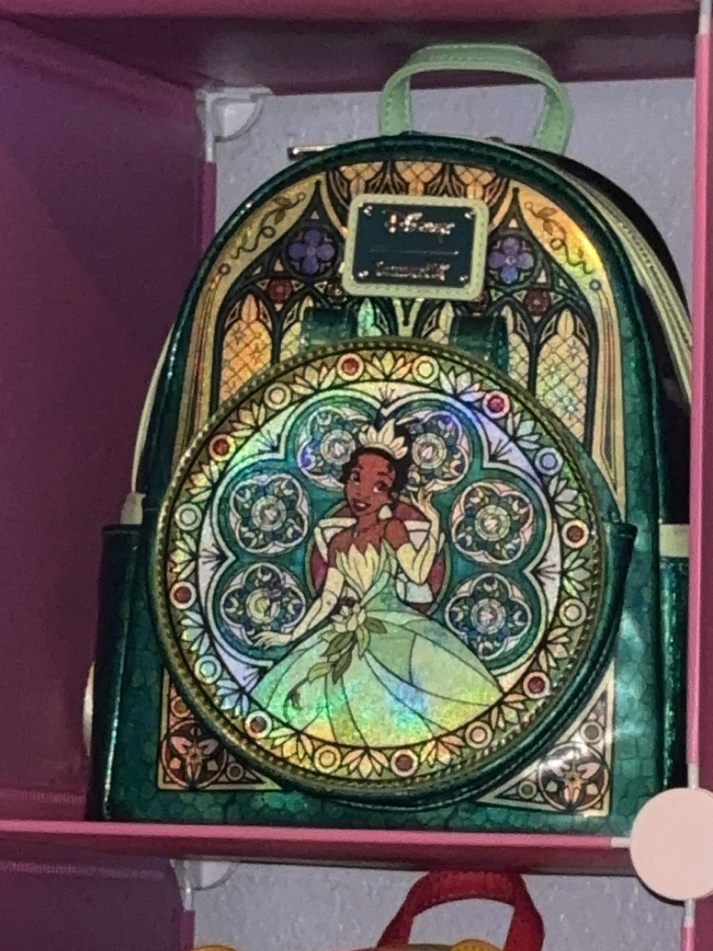 Disney Tiana Round Stained-Glass Mini Bag in Green and Gold